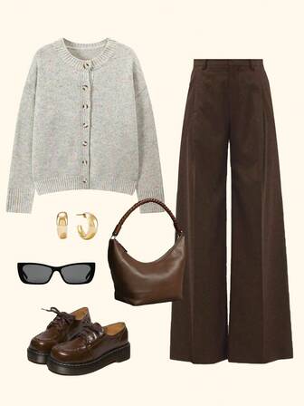 Women's Elegant Casual Solid Color Knitted Pullover Sweater, Suitable For Office, Commute, School, Vacation, Daily Wear, Date, Airport, Stage Performance, Autumn/Winter