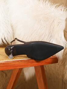 Women's French Style Stiletto Heel Backless Design New Pointed Toe White Versatile Fairy-Like Buckle Casual Comfortable High Heel Pumps - Coffee Brown - View 5