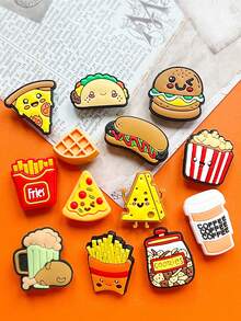 13 PCS Food Delight Series, Shoe Decorations, Cartoon Shoe Charm, Diverse Designs - Durable Shoe Decorations, Durable Shoe Accessories, Suitable For Slippers And Shoes, Perfect Birthday Gift Or Fashionable Accessory