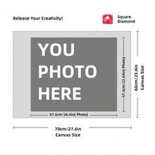 Kit di pittura a diamante personalizzata su misura per adulti, fai da te 5D, arte con punti a forma rotonda/quadrata, con foto, testo e disegno personalizzato, in varie dimensioni (20x25cm), decorazione personalizzata per la casa (Punti rotondi, 30x40cm), kit per adulti, decorazione con pittura a diamanti 5D