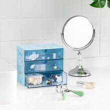 Miniso Hộp đựng đồ dạng ngăn kéo hình nhân vật Sanrio, thiết kế nhiều lớp, chất liệu trong suốt, hoàn hảo để đựng mỹ phẩm và văn phòng phẩm (1 chiếc) - Màu xanh lam - Xem 5