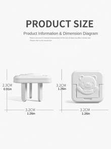 10个装阻燃三孔小熊防触电保护盖插座面板插头盖，防漏，阻燃材质，插头帽 - 白色 - 查看 8