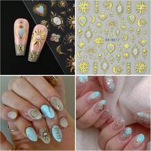 Egyptian Style Nail Art Stickers Decals Gold Sun Moon Nail Decals 5D Self Adhesive For Women Nails Design Decoraion 3D Crown Mails Stickers Supplies{Inchcolor_nameinch:InchColorful-21inch} - 彩色-21 - 查看 6