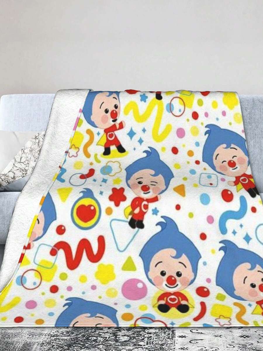 Plim Plim Blanket Cozy Anime Flannel Throw Blanket - Premium Soft Cartoon Printed Gift For Home, Camping & Travel Use - 黑色 - 查看 1
