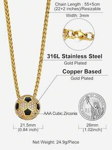 Richsteel 3D/Basketball/Soccer/Baseball Ball Boxing Glove Cool Pendant Men, 316L Stainless Steel Sneaker Chain,Sport Fan Jewelry - 金足球 - 查看 6