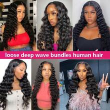 Human Hair Bundles 20 22 24 Inch Loose Deep Wave Human Hair 3 Bundles Unprocessed Brazilian Virgin Human Hair Extensions 12A Grade Human Hair Extensions - Natural Black - View 7