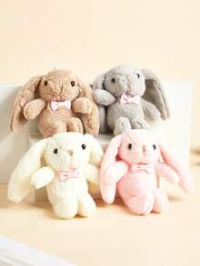 1pc Cute Cartoon Rabbit Ear Bow Plush Keychain, Bag Charm Accessory, Women's Keyring, Bag Pendant, Key Chain, Car Key Chain, Back To School Gift, Couple Gift, Wedding Party, Bride Gift, Single Party, Birthday, Holiday, Anniversary, Graduation, Christmas Gift - Multicolor - View 1