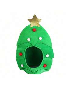 Gorro de árbol de Navidad, decoraciones navideñas Bola de PP con brillo Estrella de cinco puntas Sombrero decorativo divertido de felpa para fiestas navideñas