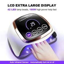 BAXBEY 180W V3 UV 42LEDs Nail Lamp With 4 Timer Automatic Sensing Professional Nail Dryer For Drying All Gel Polish Manicure Salon Equipment Tool.Gift A French White Nail Sticker To The Local Warehouse