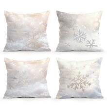 1 Stück/4 Stücke lila Weihnachtsthema Muster Kissenbezug, einseitig bedruckter Kissenbezug, geeignet für Wohnzimmer, Schlafzimmer, Heimdekoration, ganzjährig