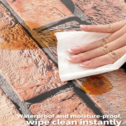 60*30cm Papier peint auto-adhésif, motif de brique culturel, texture de carrelage en marbre, design de bloc de pierre douce 3D pour la décoration intérieure