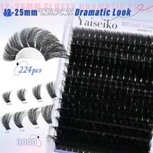 300D Lash Clusters Extensions Mega Cluster Eyelash Lashes 224 Pcs Thick Volume D Curl Wispy Individual Lashes Lash Extension 12 - 25MM False Eyelashes At Home Yaiseiko - 01 300D 超大睫毛簇 12-25MM - 查看 3