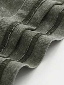 Men's Pattern Washed T-Shirt - Double Sided Printing, 100% Cotton, Short Sleeved, Summer Casual T-Shirt, Black With White Star Design, Loose Fit, Machine Washable, Daily T-Shirt | Loose Fit Shirt | 100% Cotton T-Shirt, Cotton T-Shirt - 軍綠色 - 查看 5