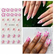 Nail Art Stickers Decals 5D Embossed Flower Nail Decals Self Adhesive Spring Summer Plumeria Tulip Supplies 3D Nails Design For Women Decoration Pink Flower Nails Sticker{Inchcolor_nameinch:InchColorful-12inch} - 彩色-12 - 查看 3