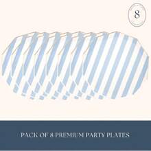 Blue Cabana Stripe Paper Party Plates |  Plates | Sturdy Large Paper Plates, Dinner Plates | Premium Party Supplies | Happy Birthday Drations | Pack Of 8, 10.5" D,25837570 - 藍色 - 查看 2