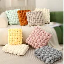 Nordic Style Pillow, Woven Decorative Pillow, Square Plush Pillow For Home, Sofa Cushion, Decorative Bay Window Pillow - 淺灰色 - 查看 2