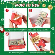 1pc Christmas Pop-Up Gift Box, Money Surprise Gift Box In Green & Red, Available In 6/12/20 Count Sets - Perfect For Christmas, Thanksgiving, Birthdays & Anniversaries. Exploding Gift Box, Cash Holder Gift - Red - View 11