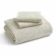 3-Piece Linen Cotton Blend Duvet Cover Set, Jacquard Pattern Twin Queen King With Pillow Shams, Corner Ties, Zipper Closure - Lá màu be - Xem 5