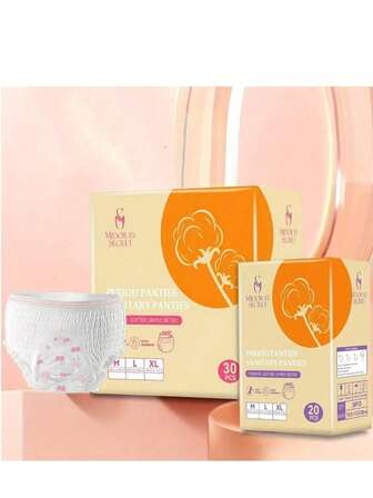 Midora's Secret 20-Piece And 30-Piecepack Of Period Sleep Pants, Ultra-Thin, Side Leakage Prevention, Breathable, High Waist, Enlarged, Pant-Type Sanitary Napkins