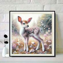 1pc Frameless 5D DIY Diamond Painting Kit, Deer Diamond Painting, Creative Art Project For Home Wall Decor, Holiday Party Decoration, Artistic Home & Office Decor, Vivid Wall Art, Handmade Gift For Friends, Birthday, Christmas, Thanksgiving