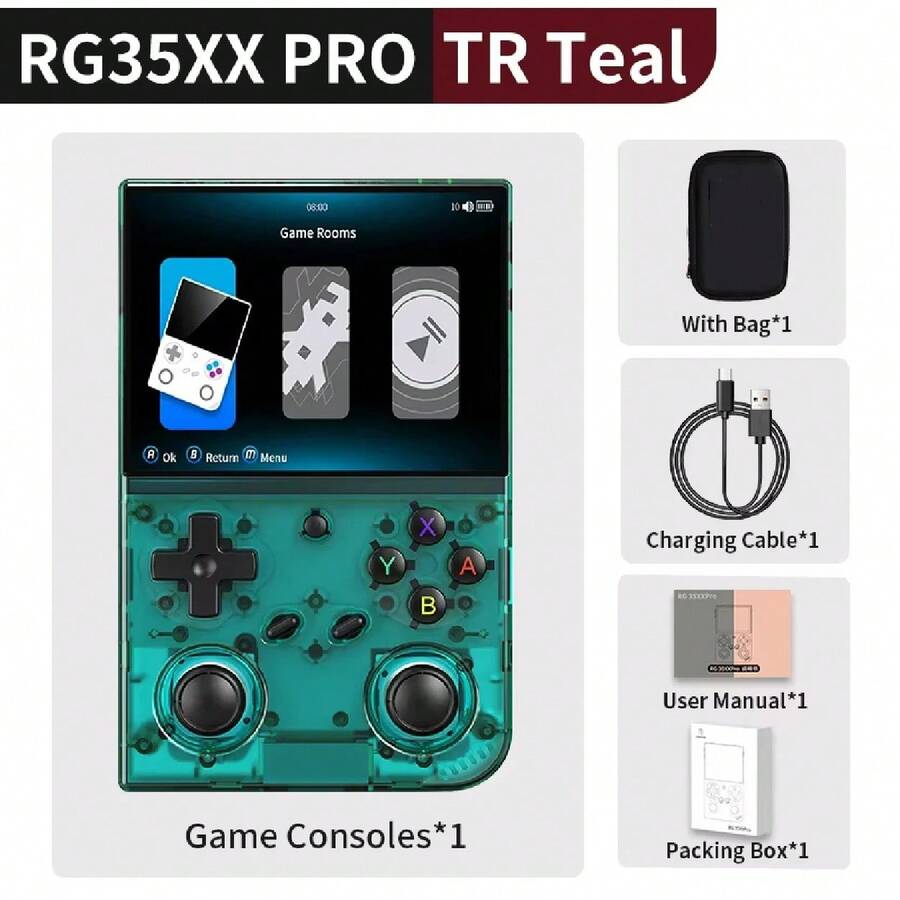 Anbernic RG 35XXPro RG35XXPro Retro Handheld Game Console Video Game Player 256G PSP Support WiFi Linux 64-Bit Gift - TR Teal 帶包 - 查看 1