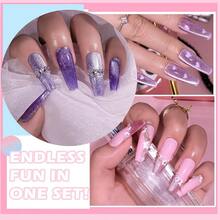 Cat Eye Gel Nail Polish, 28Pcs Glitter Pink Red Purple Green Blue Silver Sparkle Colors Gel Nail Polish Set With Magnet Base Top Coat Soak Off UV LED Light Nail Art Salon Manicure DIY Home{Inchcolor_nameinch:Inchshineinch} - 閃耀 - 查看 5