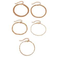 5pcs/Set Minimalist Chain Anklet - Gold - View 4