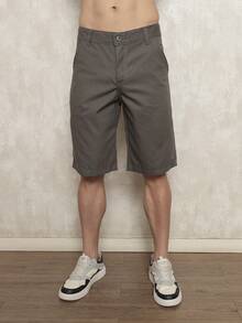 Men's Bermuda Shorts In Twill With Elastane - Sizes 38 To 48 - Black, Beige, White, Green, Blue, Caramel, Gray, Wine Green. Factory Outlet For Men's Black Denim Shorts. - 藍白色 - 查看 6