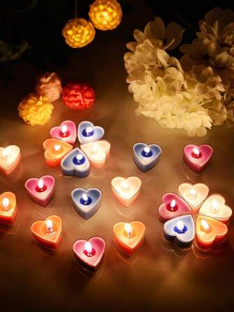 Set de 9 lumânări romantice în formă de inimă, mini lumânări din ceară fără picurare și de lungă durată, fără fum și fără miros, potrivite pentru Ziua Îndrăgostiților, decorațiuni interioare, petrecere, nuntă, cerere în căsătorie romantică, recepție de nuntă, petrecere pentru copii, ziua de naștere, sărbătoare, meditație, rugăciune, decorațiuni de Crăciun, decor cameră, cadouri de Crăciun