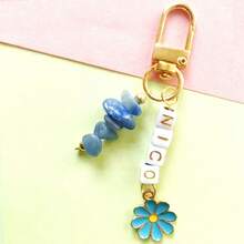 1pc Crystal Pendant Keychain, Pink Quartz/Amethyst/Yellow Quartz/Lapis Lazuli, Alloy Charm, Customizable Letter Bead, Christmas Gift/Birthday Gift/Personalized Gift - Crystal Pendant Keychain - View 19