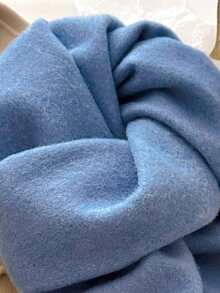 2025秋冬韩版纯色流苏围巾，高品质保暖针织围巾，女士秋冬连衣裙搭配围巾 - 藍色 - 查看 4