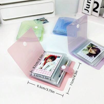 1 pieza Álbum de fotos de 3 pulgadas, tarjeta de foto transparente de color claro y bonito con hojas sueltas, pequeño libro de pegatinas, amigable para DIY, de doble cara con 30 páginas y 60 bolsillos, con cierre a presión, material de PP, ligero y portátil, adecuado para almacenar tarjetas de fotos de KPop, fotos, tarjetas de juegos de mesa, tarjetas de identificación, tarjetas de crédito, tarjetas bancarias, etc.
