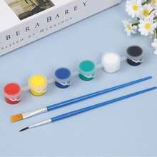 12色颜料+2支画笔，一套颜料，3/6/8色涂鸦绘画石膏娃娃绘画用品，创意艺术工艺派对礼物 - 彩色 - 查看 4