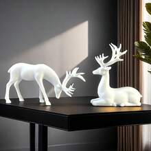 قطعتان من تماثيل الرنة البيضاء الحديثة - تماثيل ديكور المنزل في عيد الميلاد، مناسبة لغرفة المعيشة والنوم وديكور المنزل، ديكور عطلة الشتاء، مثالية لحفلة عيد الميلاد ورأس السنة، هدية مثالية لعيد الميلاد ورأس السنة - أبيض - مشاهدة 7