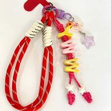 1pc Customized Tassel Bag Charm, Handmade Rope Letter Bead Bag Pendant, Star Bell/Bow, Heart Keychain, Personalized Bag Accessory Gift