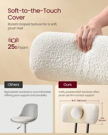 VASAGLE 360° Swivel Bar Stools Set Of 2, Counter Height Bar Stools With Back, Boucle Fabric, Contemporary Modern, 25.4 Inch Tall, Kitchen And Home Bar - 白色 - 查看 5