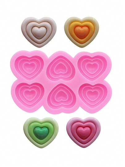 1pc Liquid Silicone Mold Mini DIY Accessories Handmade Materials Shoe Buckle Hat Sticker Three-Layer Heart Jewelry Drip Glue Mold Heart Headwear Jewelry Accessories Silicone Mold Heart Mold DIY Clay Silicone Mold, Used For DIY Jewelry Decoration Headwear Accessories Shoes Clothing Accessories Decoration