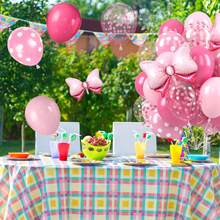 31pcs 12 Inch Hot Pink, Polka Dot Latex Balloons And Bow Foil Balloons, Confetti Balloons With Ribbons, Suitable For Birthday Party, Baby Shower Decoration, Wedding, Gender Reveal, Room Decoration - Hồng - Xem 6