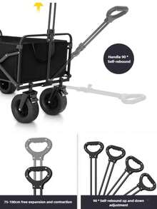 1 Carrito de jardín negro de metal resistente plegable y de uso múltiple, equipado con 4 ruedas todoterreno - Vehículo portátil para exteriores adecuado para jardinería, camping y playa, sin necesidad de montaje, gran espacio de almacenamiento, bolsillos laterales y asas ergonómicas, esencial para playas | Diseño plegable | Amplio espacio de almacenamiento, carrito de bebé para la playa, regalos para Año Nuevo y el Día del Padre