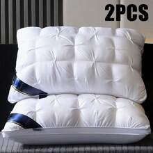 Queen Pillow Set Of 2 , Soft Support Queen Pillow Set Of 2 , Hotel Collection Standard/Queen Bed Pillow Set Of 2 , Down Alternative Bedding For Back, Stomach, Or Side SleepersLuxury Hotel Gel Pillow Room Decor, Easter Gift (White Gray) - Trắng (gói 2) - Xem 1