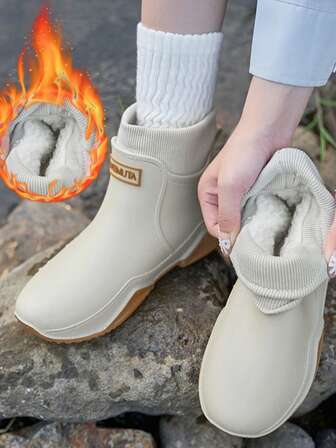 男士保暖内衬雨靴，低帮防水防滑钓鱼靴，短筒橡胶靴，适合男士、女士、学生、青少年