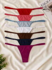 Kit 10 Women's Thong Panties With Adjustable Straps Microfiber Comfortable Low Waist Elegant Lingerie Intimate Fashion - 彩色 - 查看 10