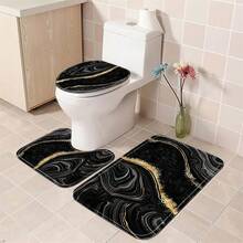 4 Pcs Black Marble Shower Curtain Sets With Rugs Gold Bathroom Sets With Shower Curtain And Rugs Modern Abstract Bathroom Decor Accessories Shower Curtains For Bathroom Toilet Lid Cover{Inchcolor_nameinch:InchBlackGoldinch} - 黑金 - 查看 4