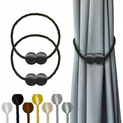 Magnetic Curtain Tiebacks Black 2pcs, Curtain Tiebacks Buckles Holdbacks Holders Hooks Clip for Home Bedroom Office Drative Curtain,25592729