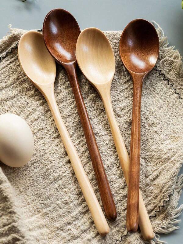 1pc Wooden Ladle With Long Handle, Soup Spoon For Eating, Eating Utensil With Wooden Handle, Wooden Soup Spoon For Home Use, Wooden Spoon, Log Soup Spoon For Drinking Porridge, Eating Utensil For Home Use, Household Mixing Spoon