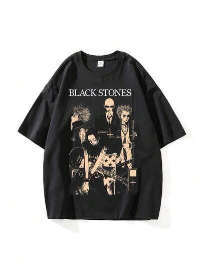 BREATHABLE SUMMER Comfortable Summer Japanese Manga Black Stones Nana Osaki Vintage T Shirts men Clothing Short SLEEsve T-Shirt men T-Shirts