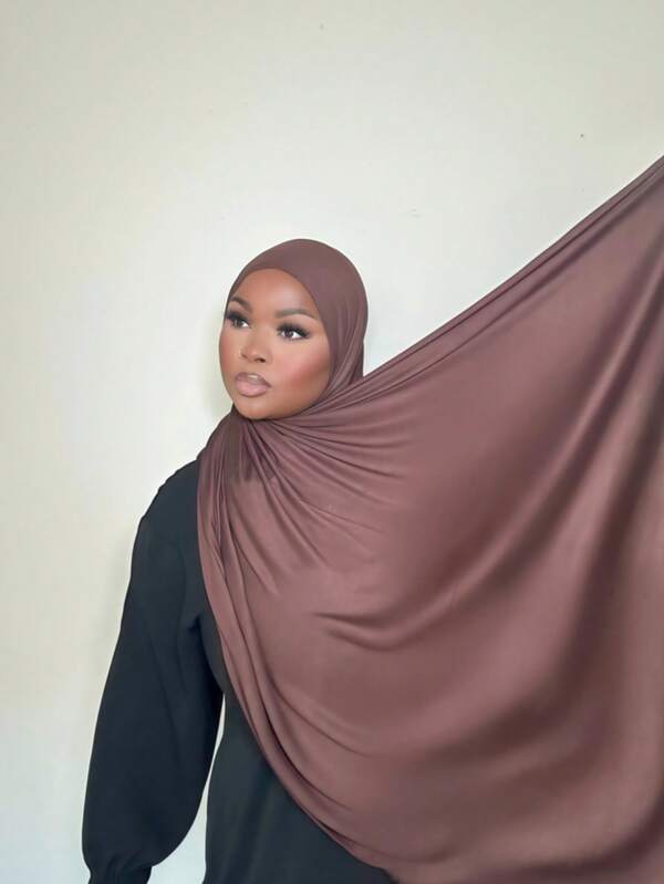 1 Peça Lenço Hijab de Seda Sintética Elegante e Casual de Cor Sólida Clássica, Estilo Turbante, Adequado para o Dia a Dia, Passeios e Reuniões
