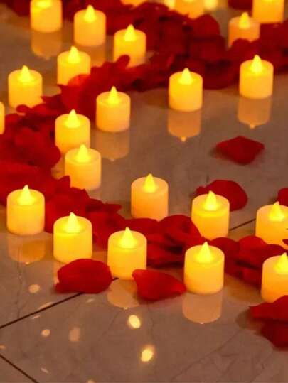 12/24PCS LED Simulation Candle With Switch Battery Tealights Candles Flameless Wedding Home Christmas Decor Candle Warm Light