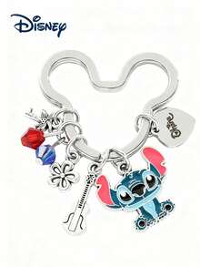 1pc Stitch Themed Stainless Steel Keychain, Alloy Pendant Cartoon Accessory, Friendship Gift, Christmas Gift - Multicolor - View 1