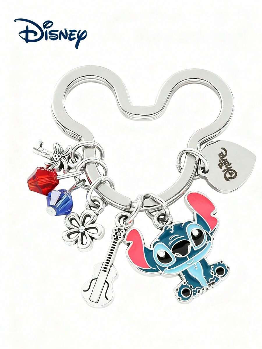 1pc Stitch Themed Stainless Steel Keychain, Alloy Pendant Cartoon Accessory, Friendship Gift, Christmas Gift - Multicolor - View 1